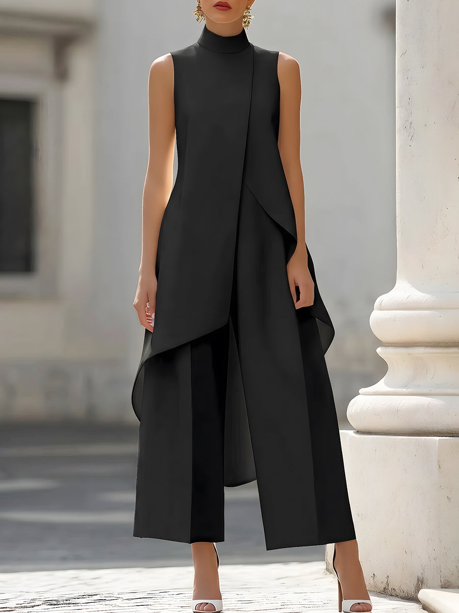 Conjunto de top asimétrico y pantalón ancho