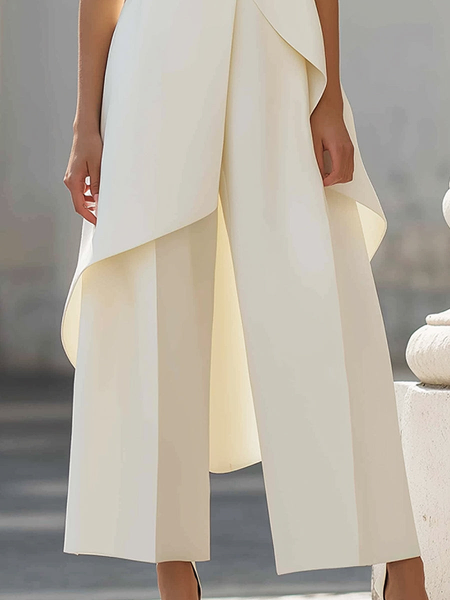 Conjunto de top asimétrico y pantalón ancho