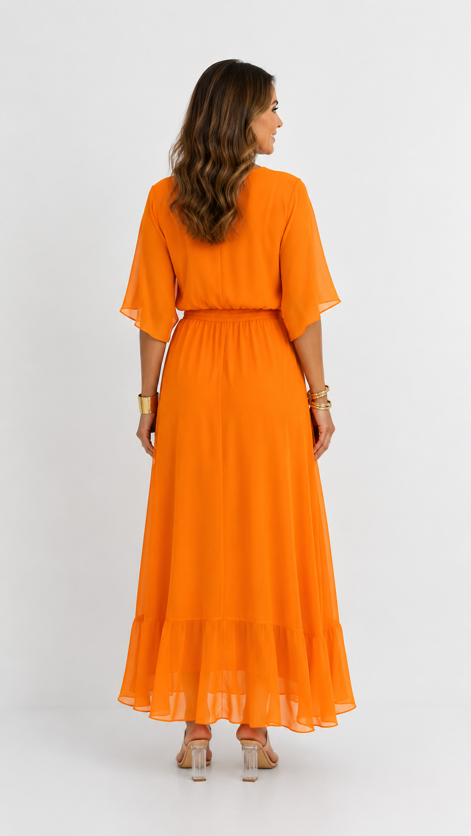Vestido maxi cruzado con lazo en la cintura