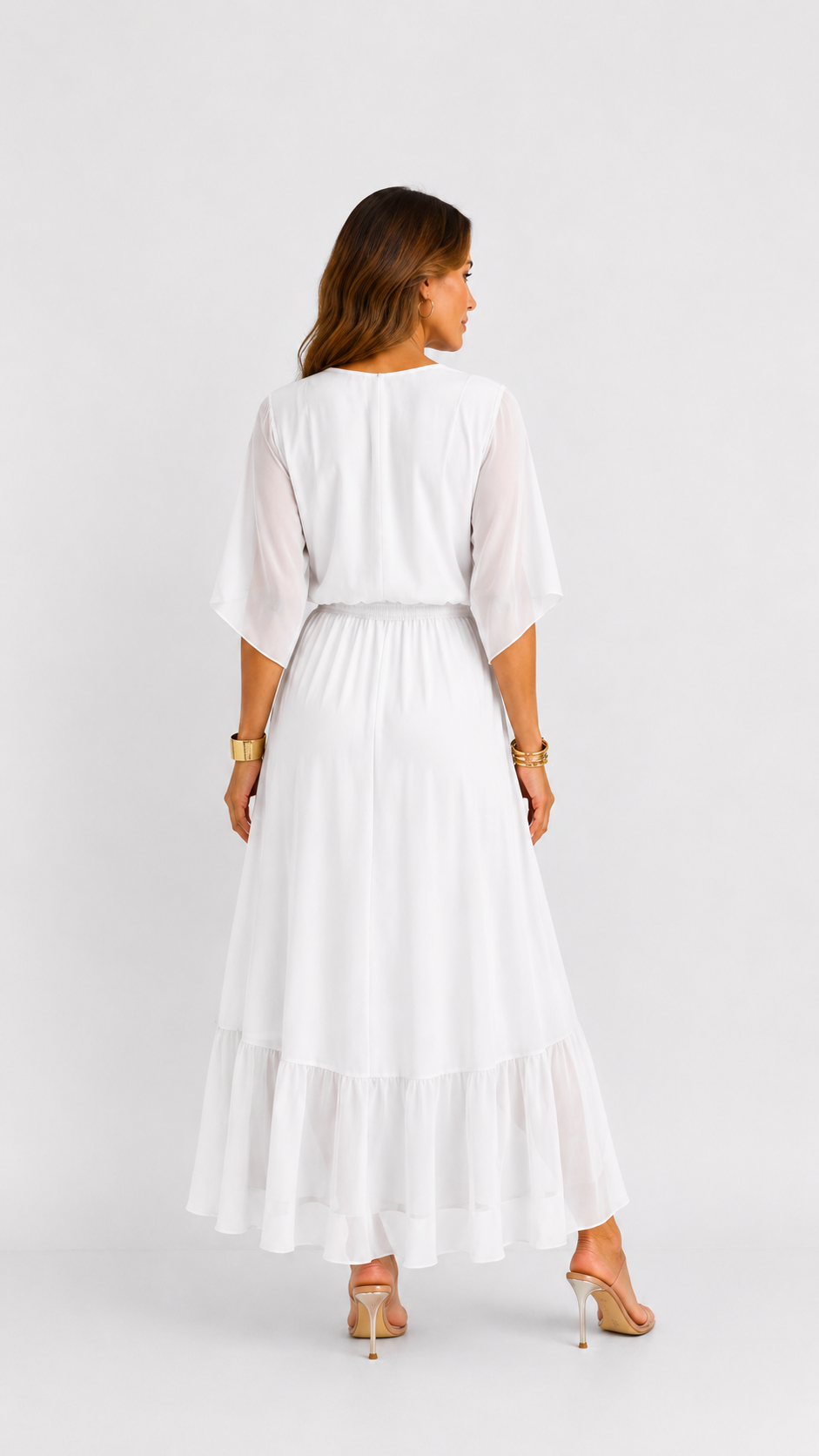 Vestido maxi cruzado con lazo en la cintura