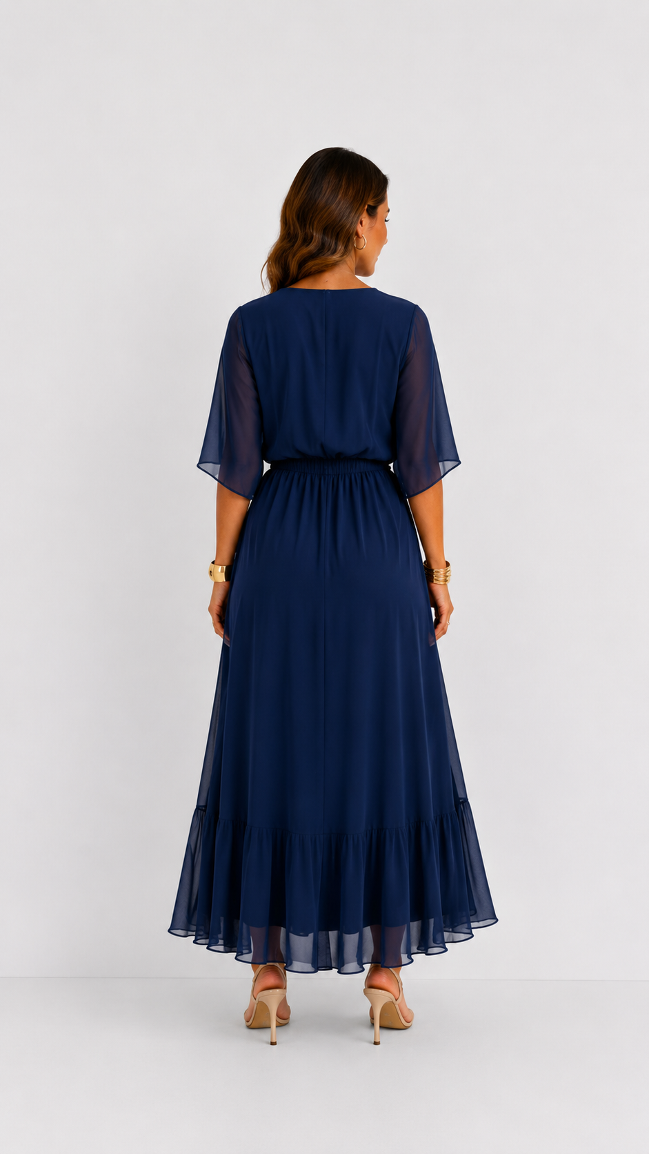 Vestido maxi cruzado con lazo en la cintura