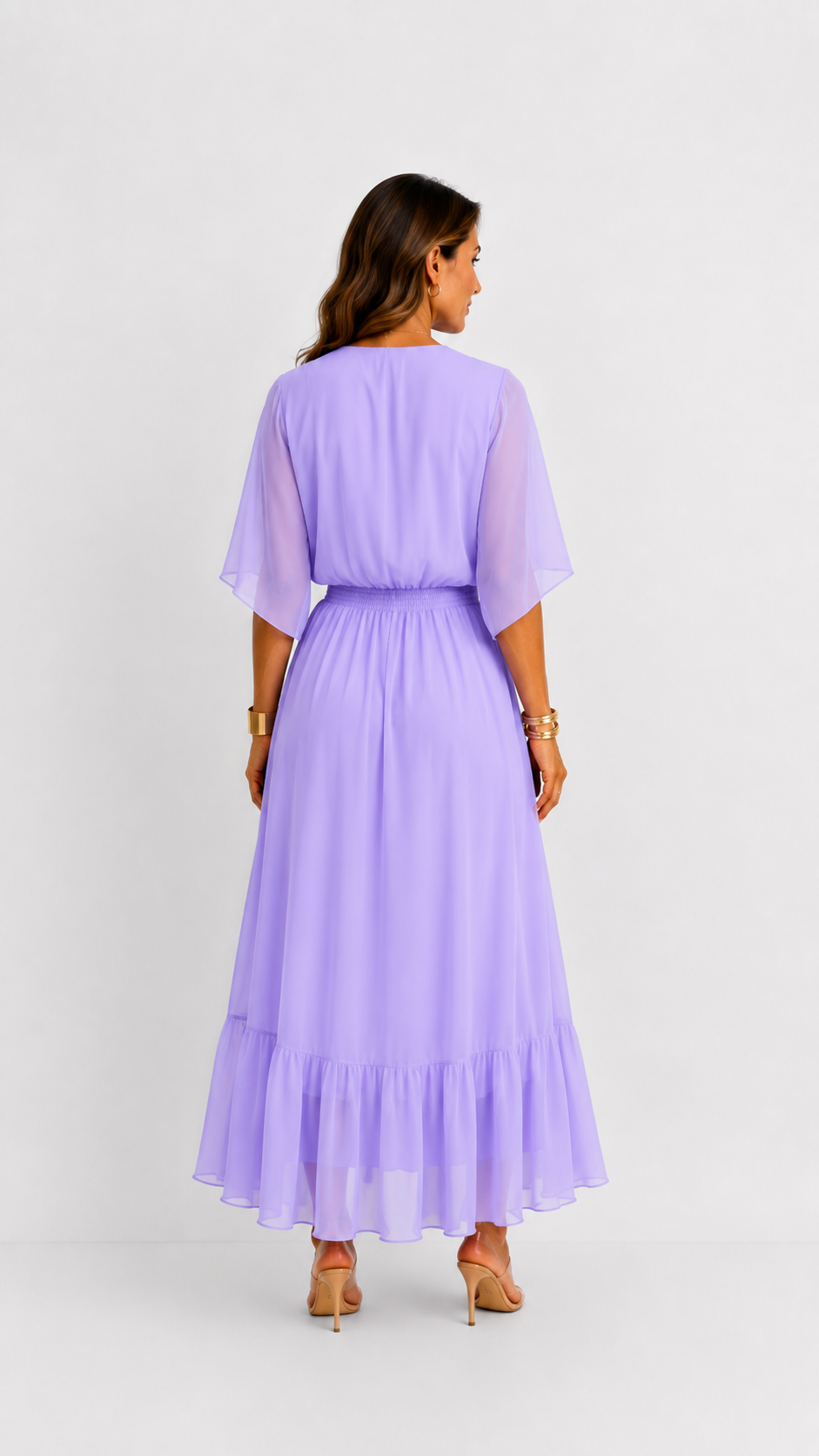 Vestido maxi cruzado con lazo en la cintura