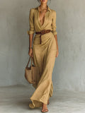 Vestido maxi camisero con cinturón