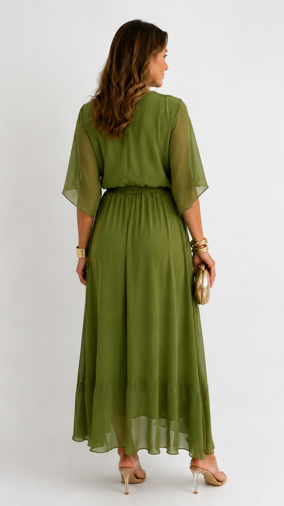 Vestido maxi cruzado con lazo en la cintura
