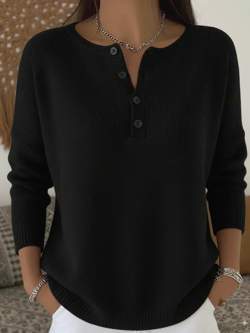 Jersey de punto con escote Henley y botones