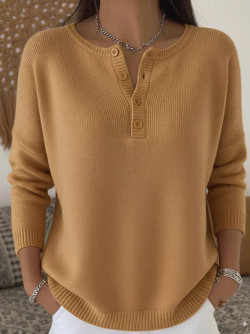 Jersey de punto con escote Henley y botones