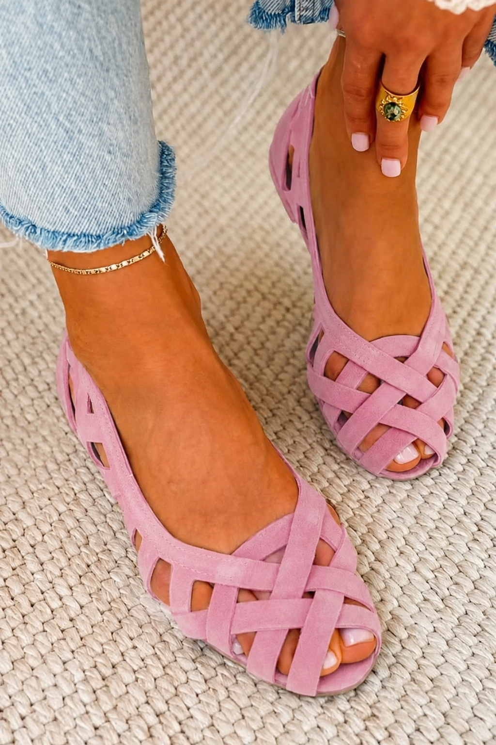 Zapatos planos de puntera abierta