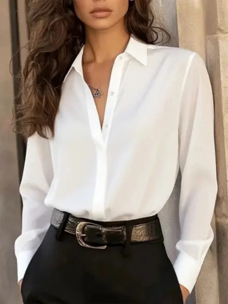 Blusa camisera de manga larga con botones
