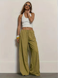 Pantalón ancho de rayas con cintura elástica