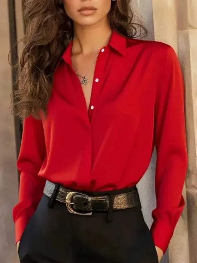 Blusa camisera de manga larga con botones