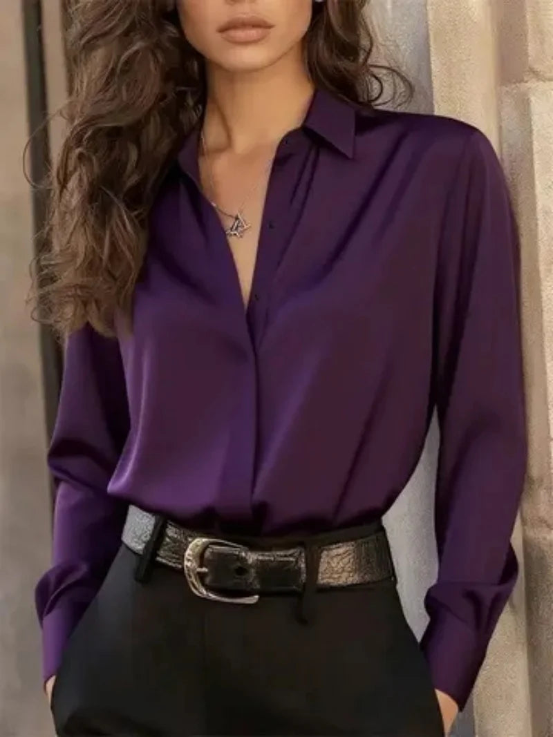 Blusa camisera de manga larga con botones