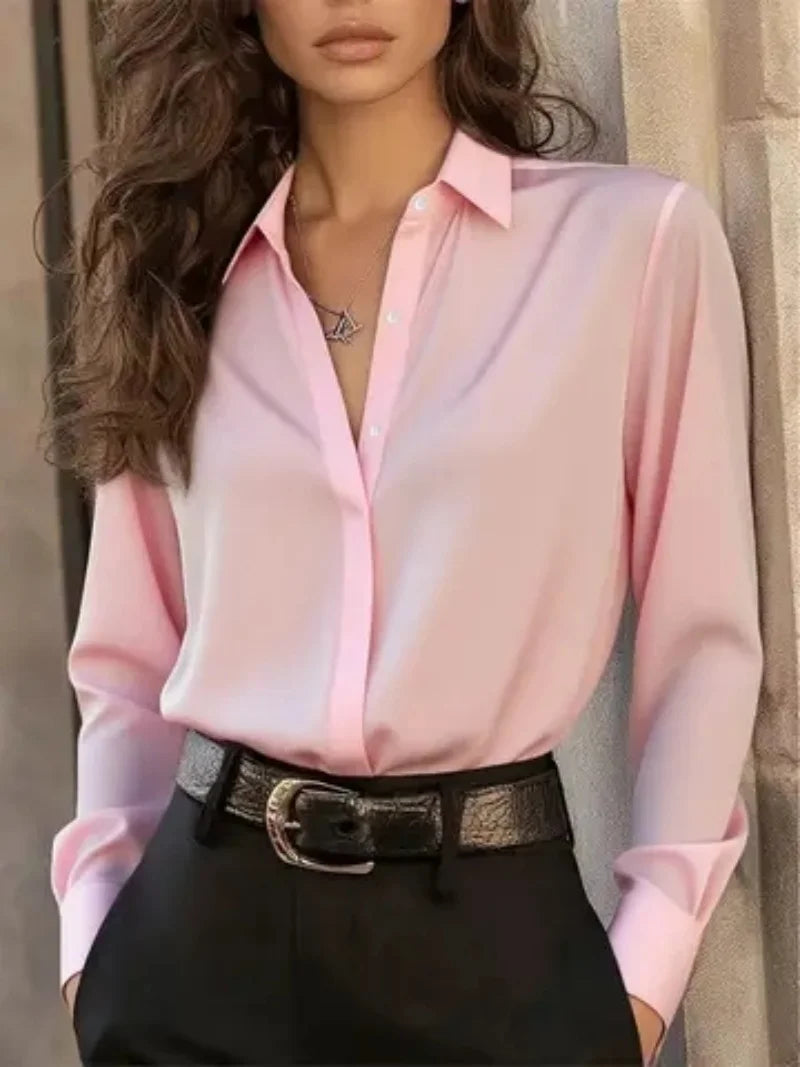 Blusa camisera de manga larga con botones
