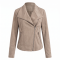 Chaqueta efecto ante con cremallera asimétrica