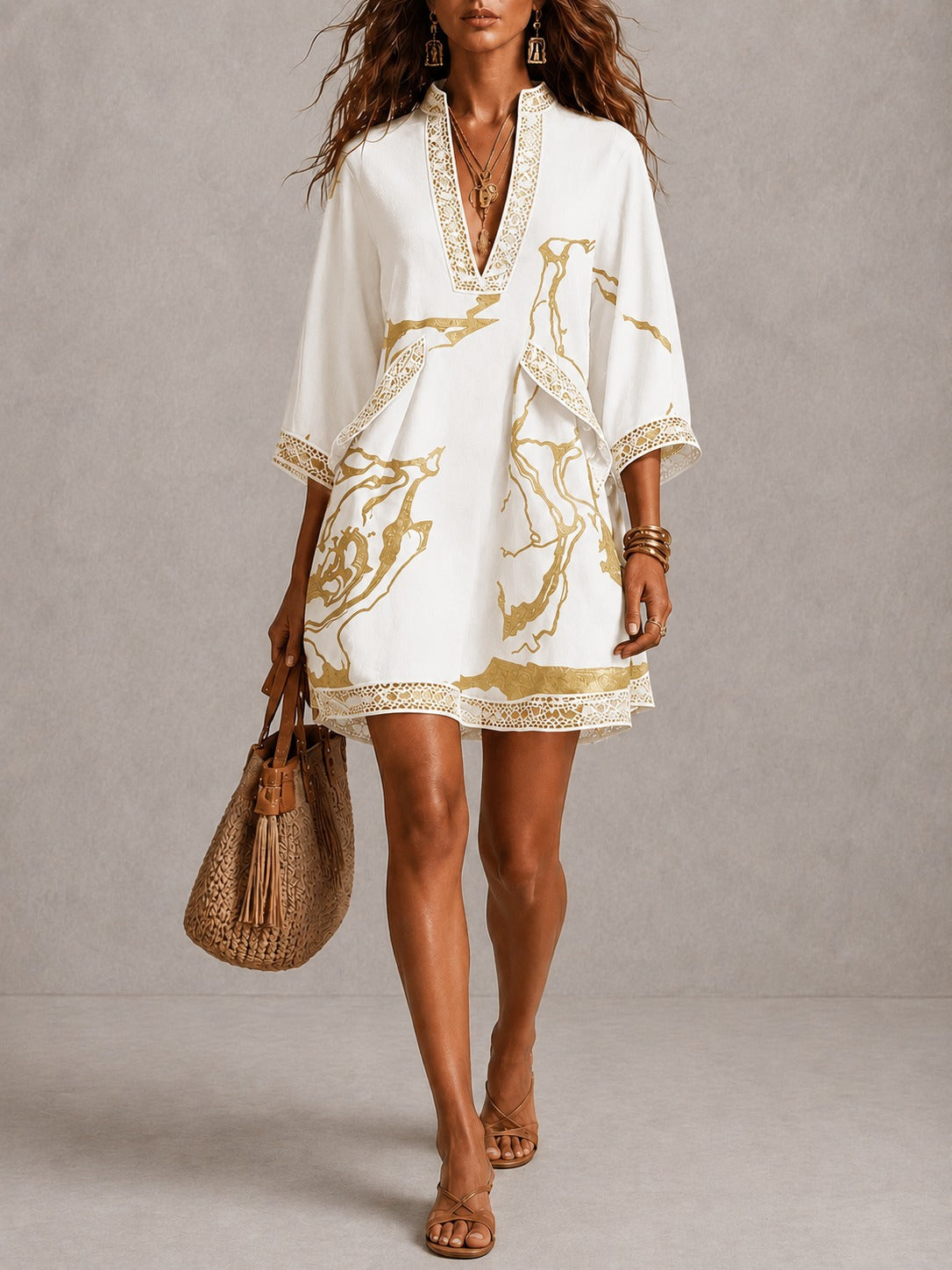 Vestido corto de encaje Nefertiti Blanco