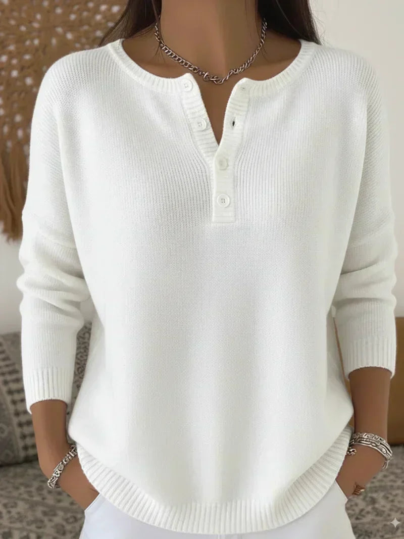Jersey de punto con escote Henley y botones