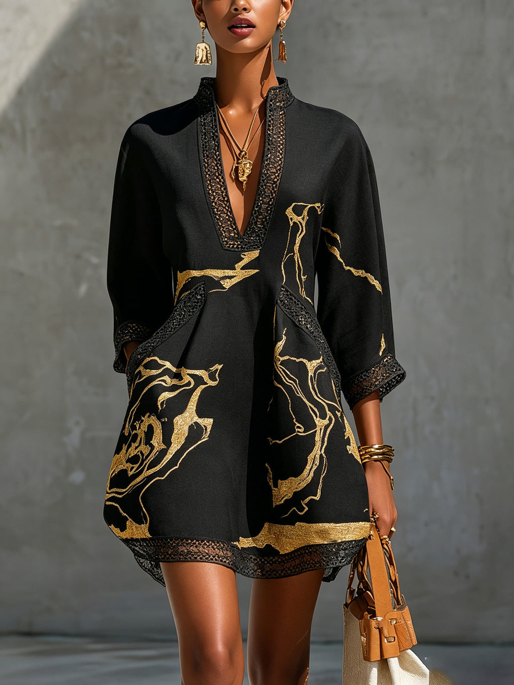 Vestido corto de encaje Nefertiti Negro