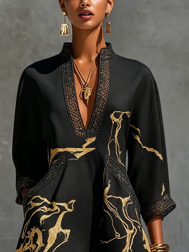 Vestido corto de encaje Nefertiti Negro