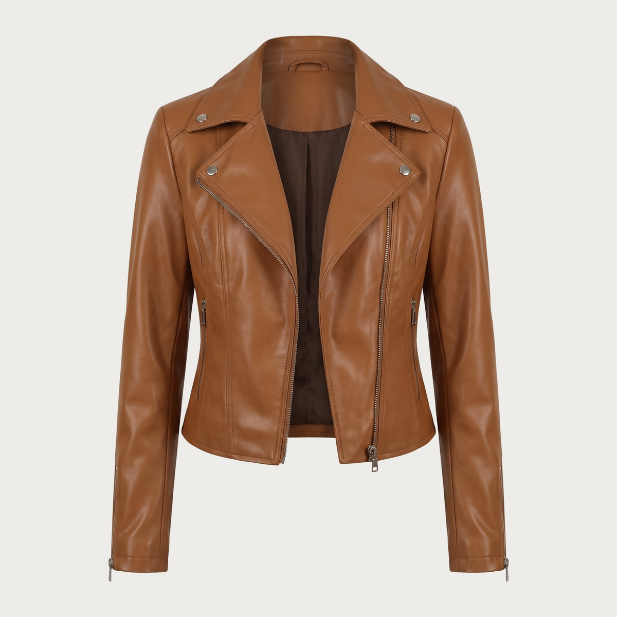 Chaqueta biker corta con solapas anchas