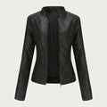 Chaqueta biker slim con cuello mao y cremallera
