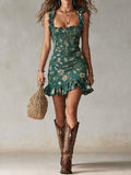 Vestido corto con tirantes y estampado floral