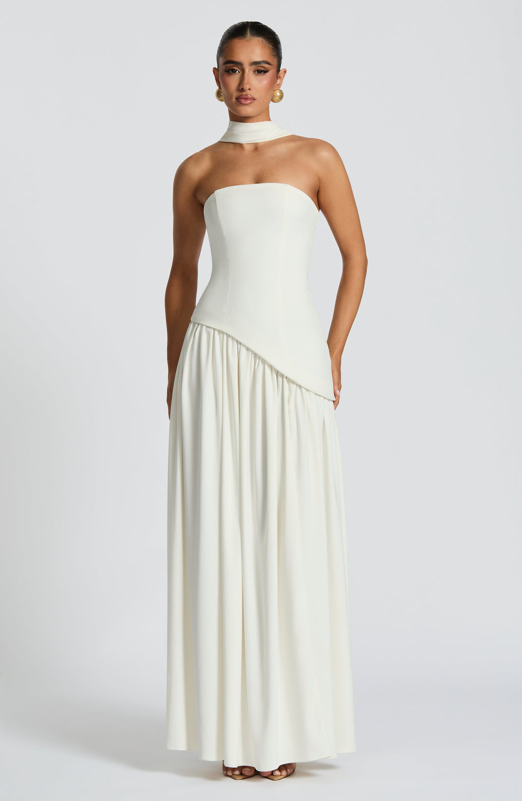 Vestido maxi palabra de honor con abertura