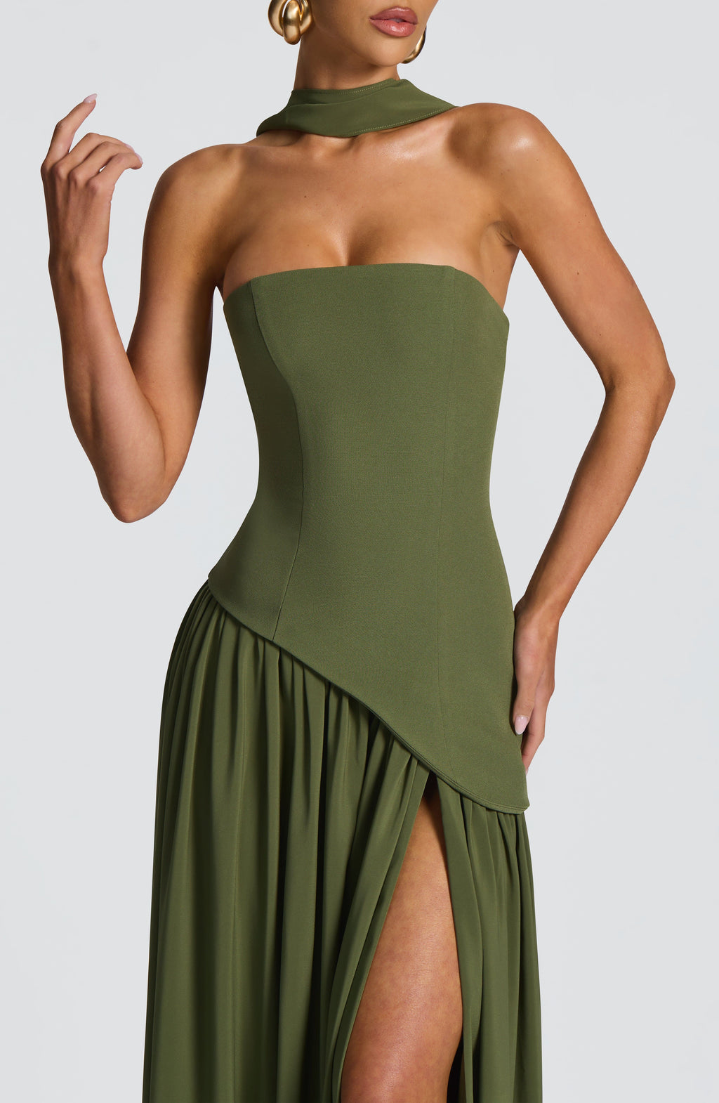 Vestido maxi palabra de honor con abertura