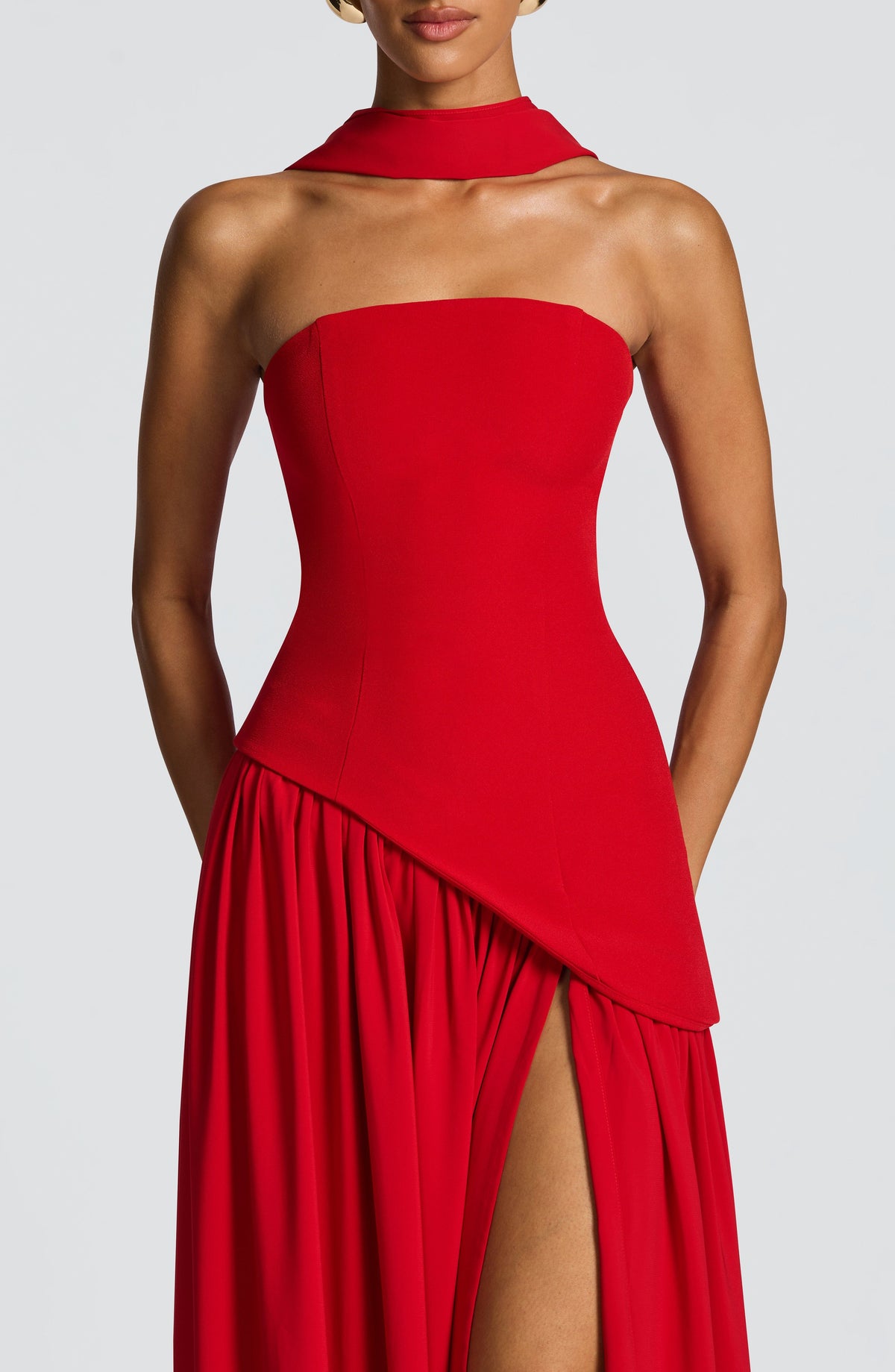 Vestido maxi palabra de honor con abertura