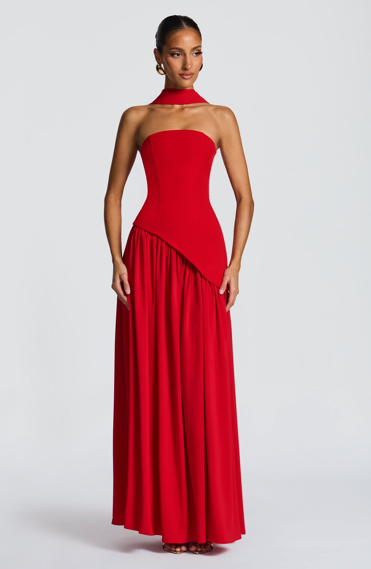 Vestido maxi palabra de honor con abertura