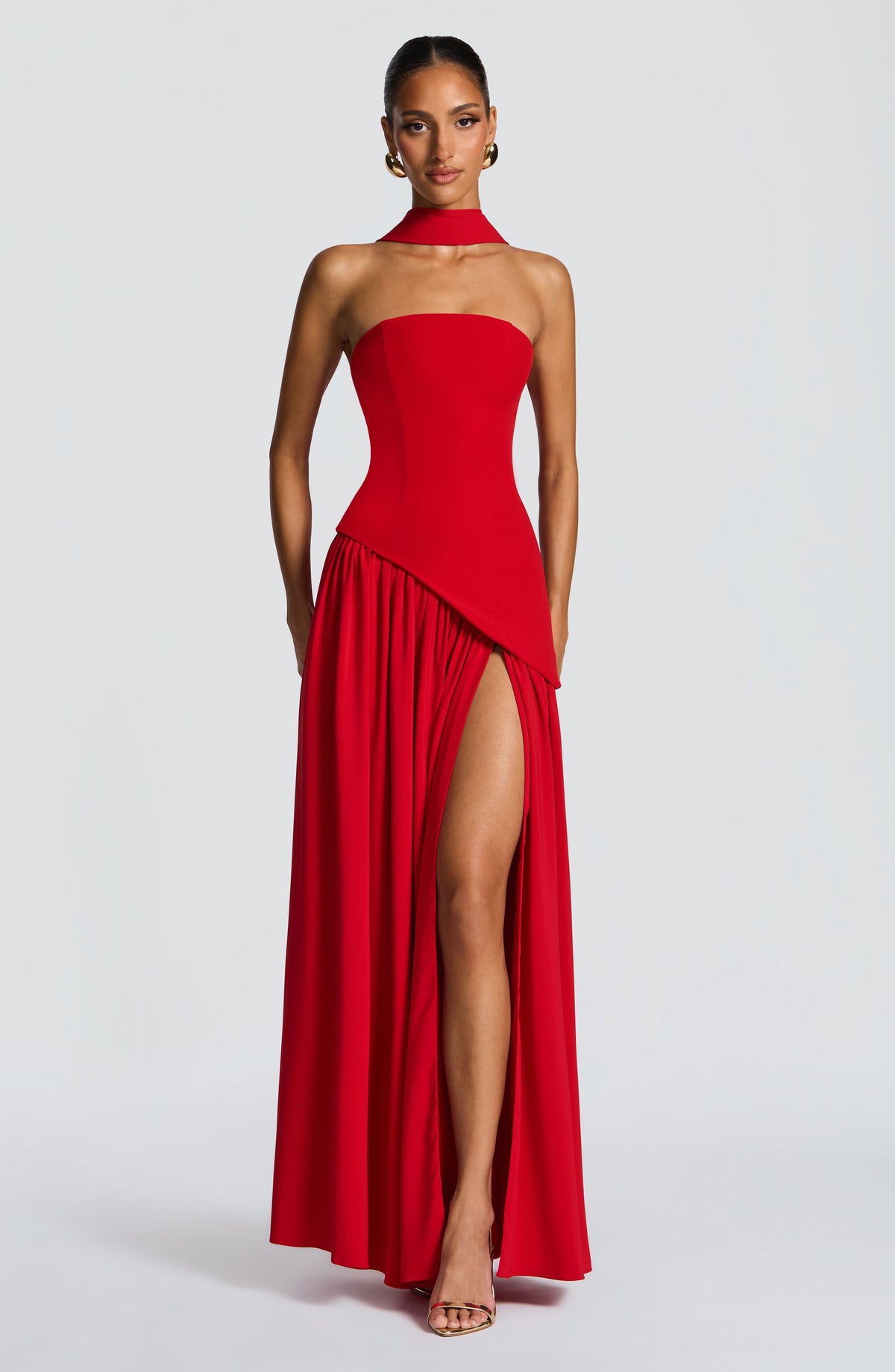 Vestido maxi palabra de honor con abertura