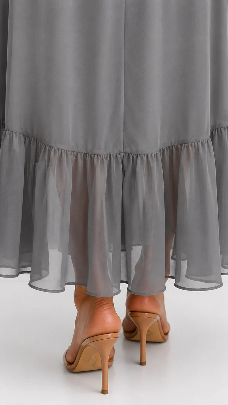Vestido maxi cruzado con lazo en la cintura