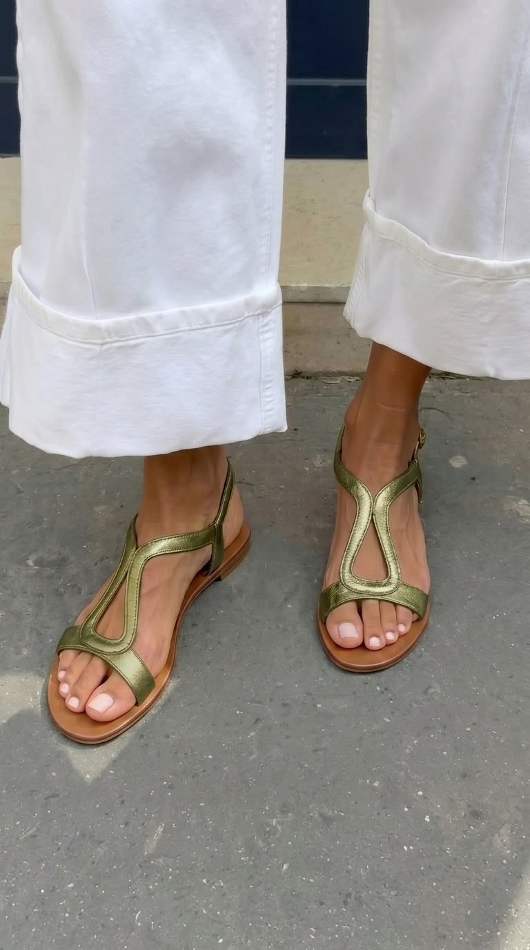 Sandalias planas con tira en T