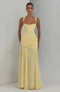 Vestido maxi con escote cuadrado y drapeado