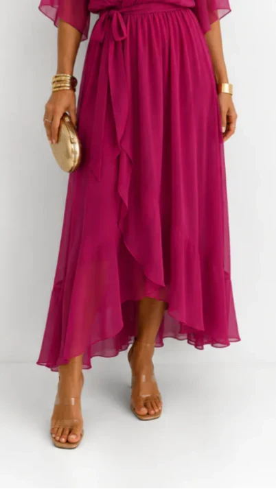 Vestido maxi cruzado con lazo en la cintura