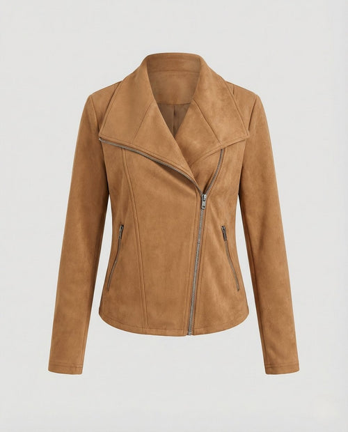 Chaqueta efecto ante con cremallera asimétrica