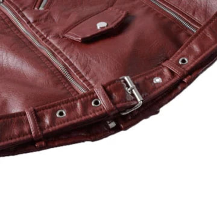 Chaqueta biker corta con cinturón
