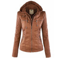 Chaqueta estilo moto con capucha extraíble