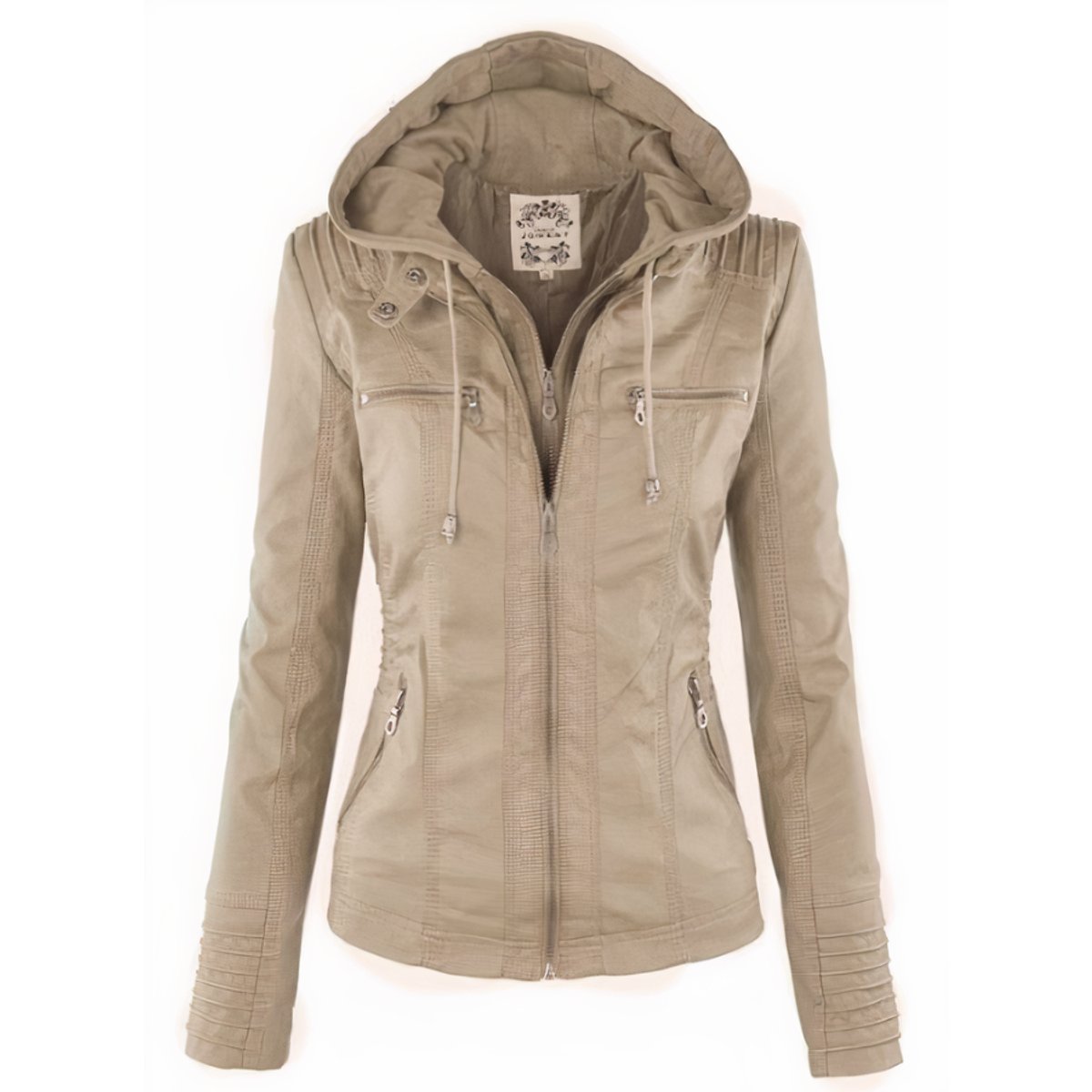 Chaqueta estilo moto con capucha extraíble
